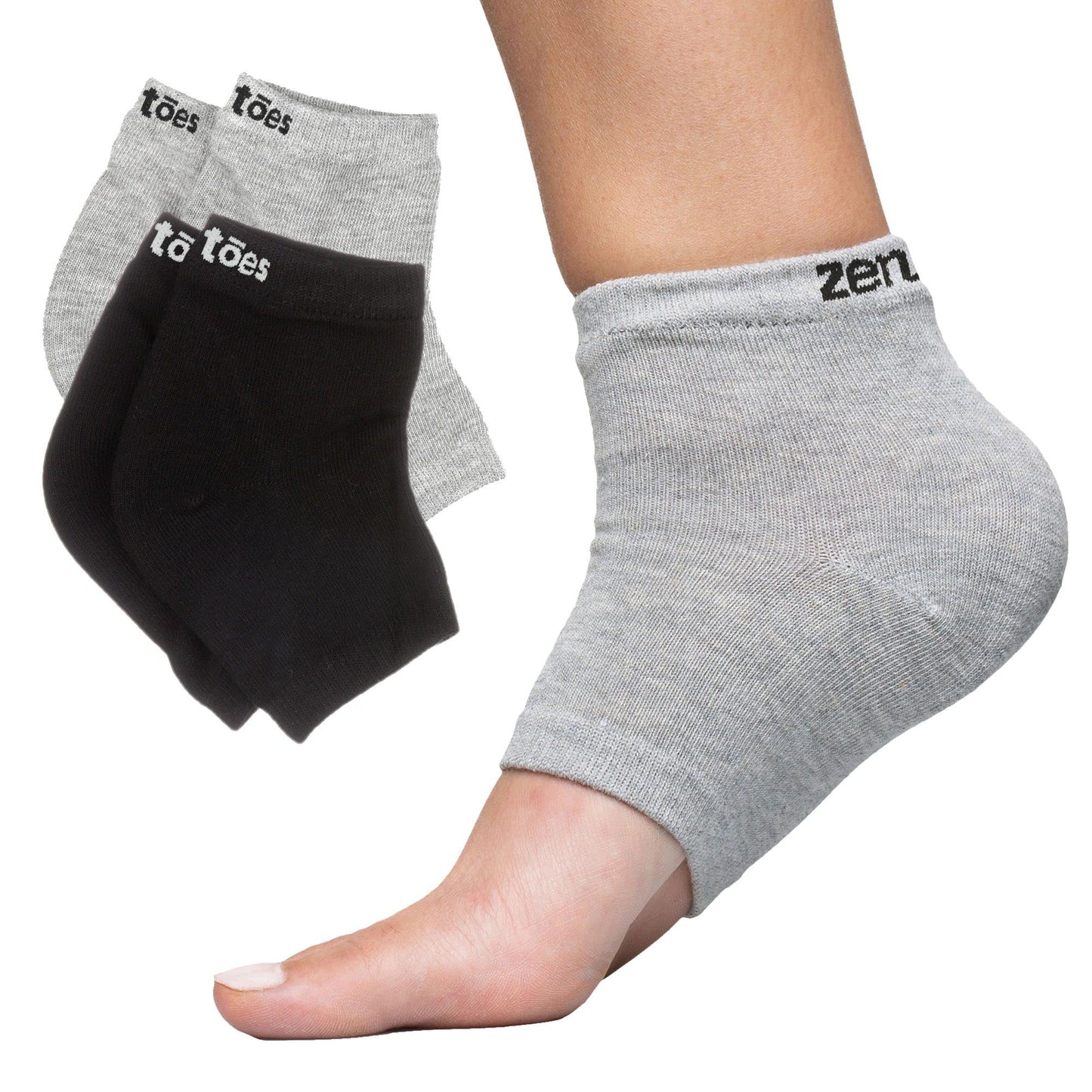 ZenToes Moisturizing Heel Socks 2 Pairs Gel Lined Toeless Spa Socks to Heal and Treat Dry, Cracked Heels While You Sleep (Regular, Blue Tie Dye)