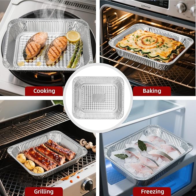 Aluminum Pans Half Size 9x13, 60 Pack, Disposable Foil Pans