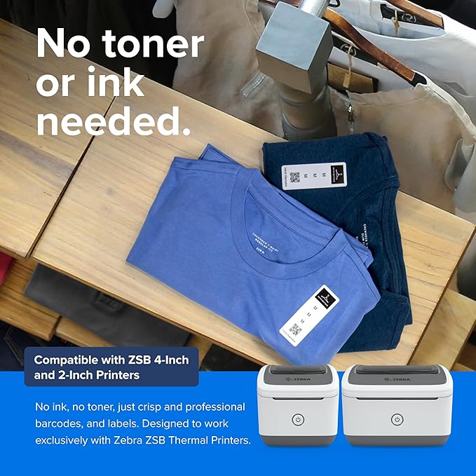 Zebra ZSB Series Labels - Potato Starch-Based Printer Label Paper - Recyclable Cartridge for Stickers - Versatile, Cloud-Based Adhesive - Address, 1.25" x 3.5"