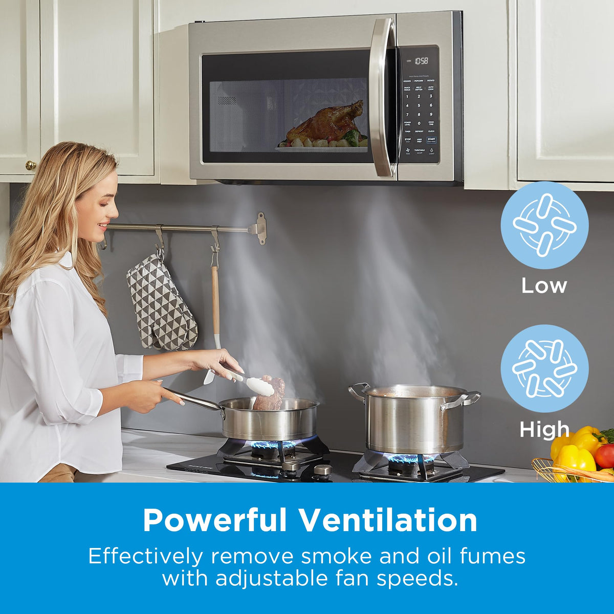 Midea Over the Range Microwave Oven, 1.7 Cu.Ft, 1000W, Stainless Steel