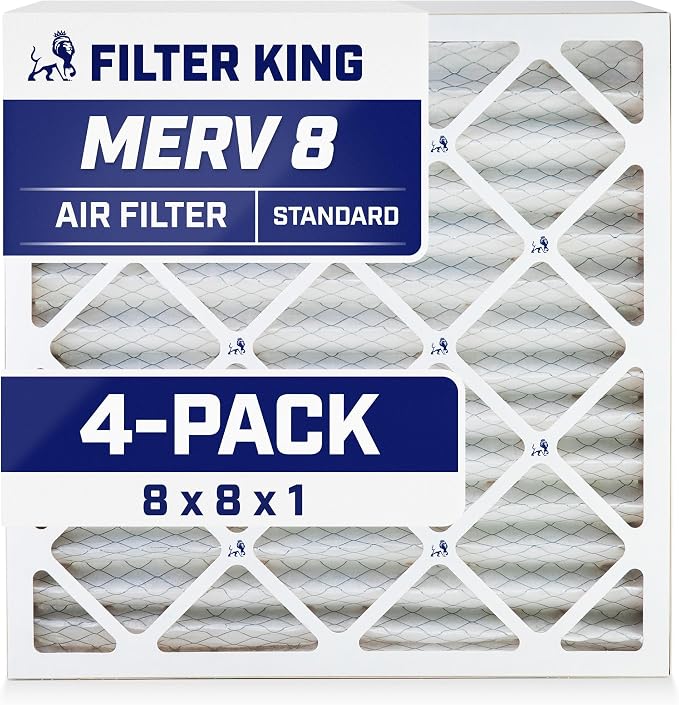 Filter King 8x8x1 Air Filter | 4-PACK | MERV 8 HVAC Pleated A/C Furnace Filters