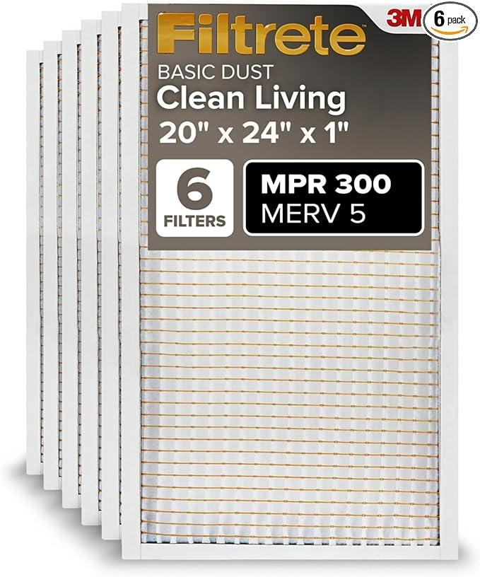 Filtrete 20x24x1 AC Furnace Air Filter, MERV 5, MPR 300, Capture Unwanted