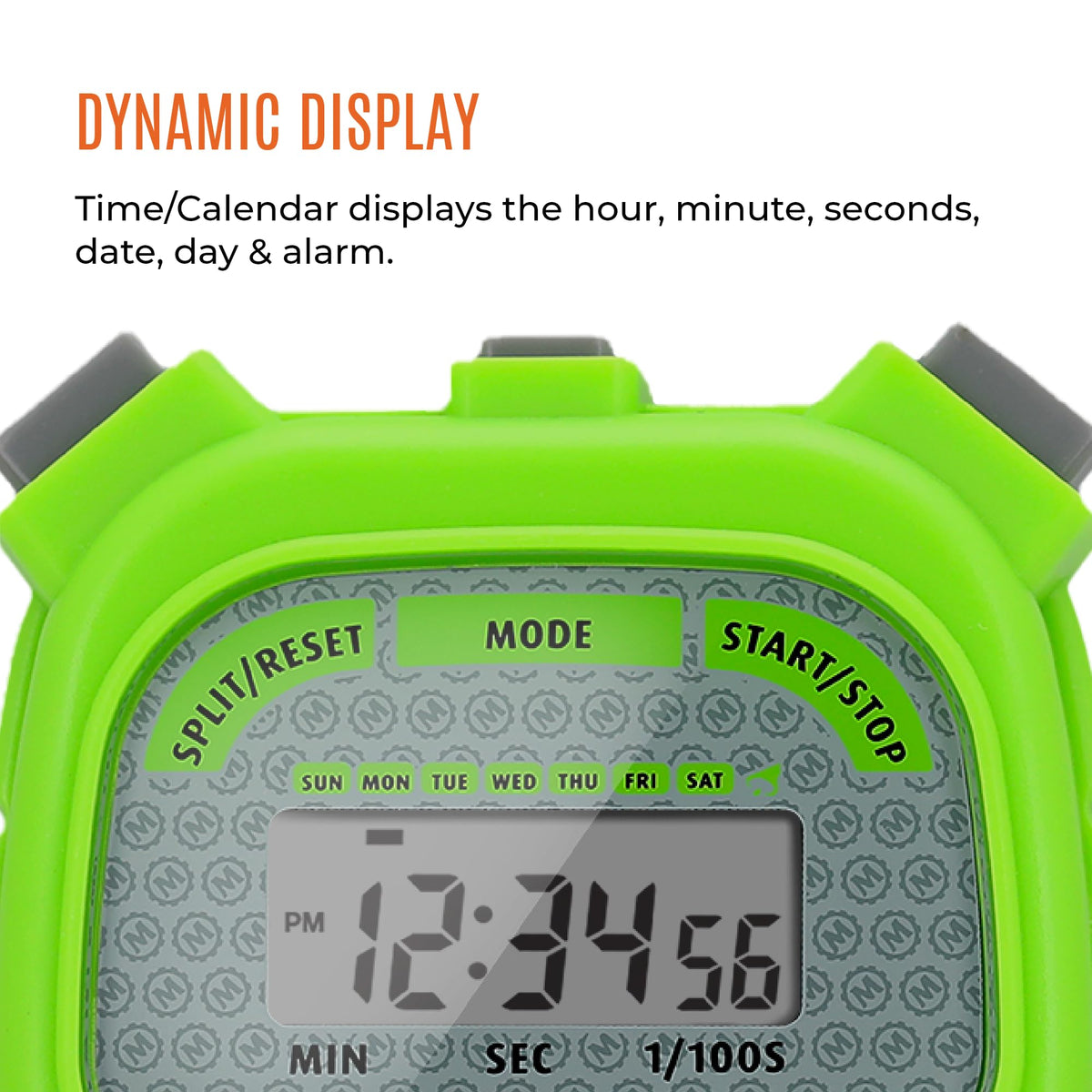 Marathon Adanac 3000 Digital Stopwatch Timer, Neon Green - High Precision Accuracy to 1/100th Seconds - Water, Dust & Shock Resistant - 46” Lanyard Included