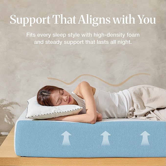 LIFEMENT Basic Full Cooling Gel Infused Memory Foam Mattress in a Box | Medium Firm Bed, Fiberglass Free, Certified Pressure Relief Foam, Cooling Comfort Sleep, 8 Inch