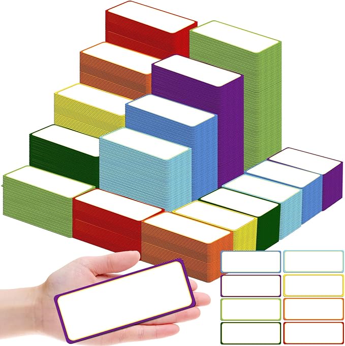 480 Pcs Magnetic Dry Erase Labels Reusable Name Tag Writable Stickers Colored Magnets Magnetic Strips for Whiteboard Rectangle Blank Name Plates for Lockers(Simple Style,5.5 x 2 in)