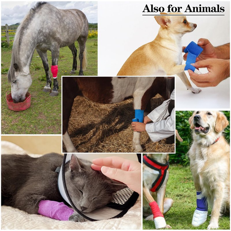 2" Self Adhesive Bandage Wraps, 6pcs Vet Wraps, Orange, 5 Yard Self Adherent Wraps for Sports, Wrist, Ankle and Swelling