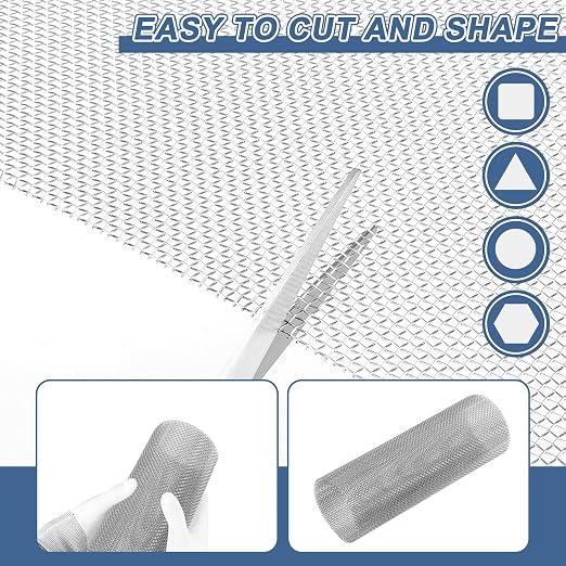 uxcell 10 Mesh 118" x 10" Woven Wire Mesh, 316 Stainless Steel Air Vent Filter