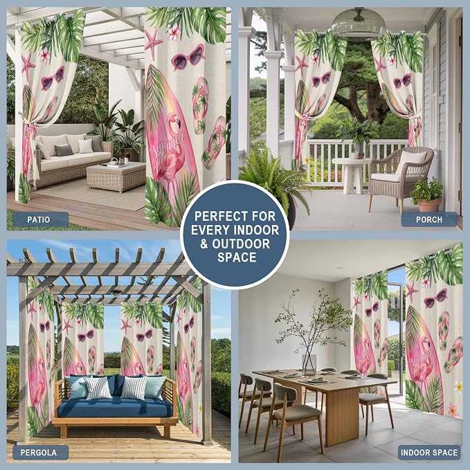 Summer Flamingbirds Outdoor Curtains