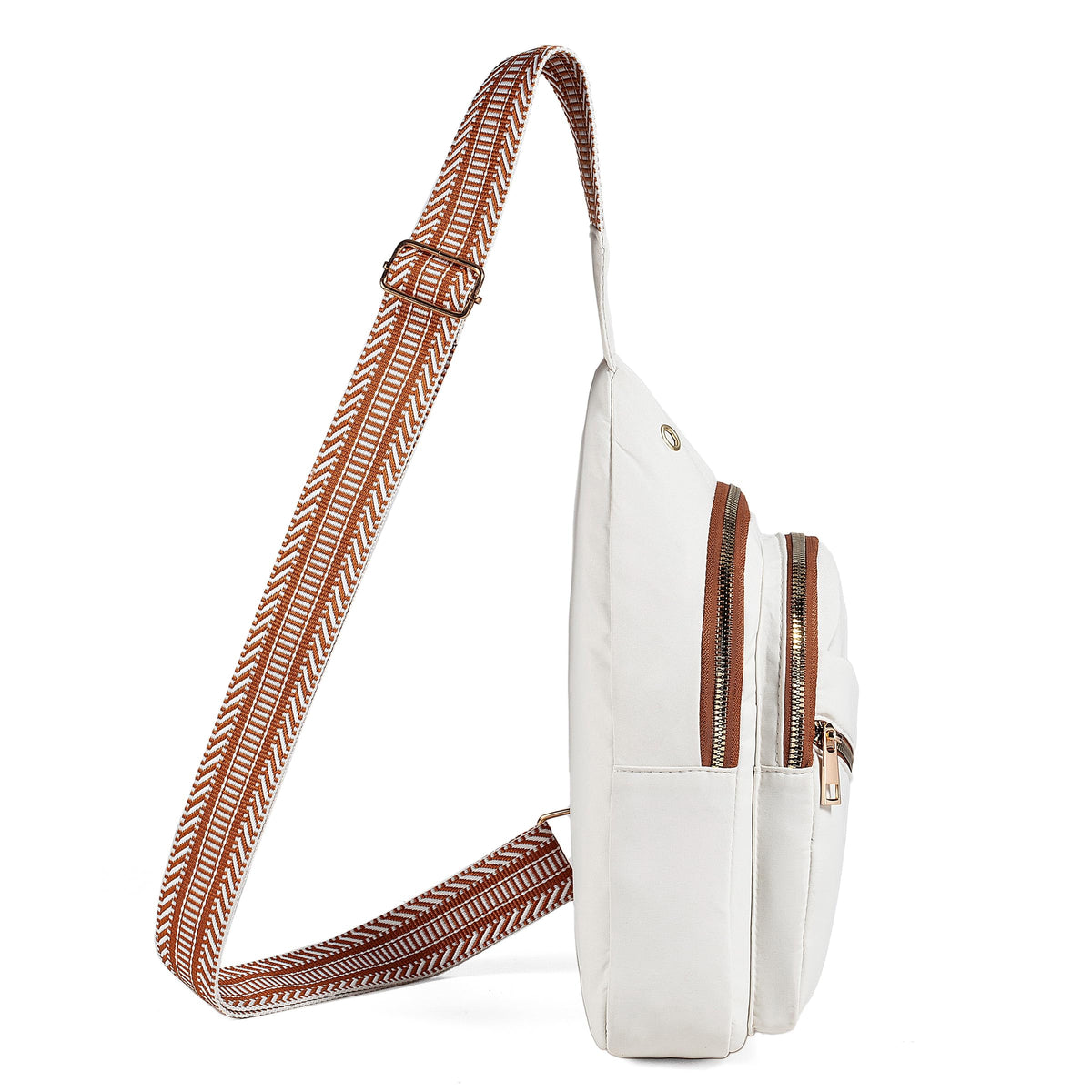AOSTIHOT Small Crossbody Bags Sling Bag for Women, Sling Backpack Chest Daypack Cross Body for Travel Casual Running Hiking White Brown