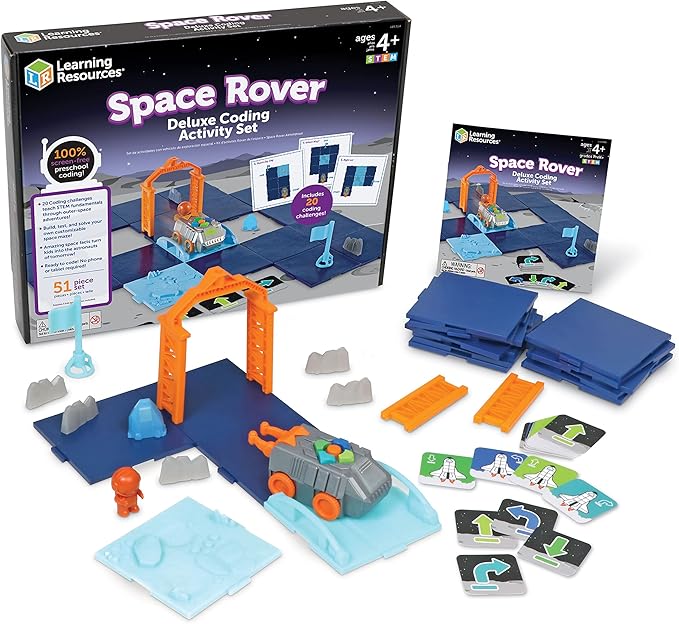 Learning Resources Space Rover Deluxe Coding Activity Set - Robotics for Kids, STEM Interactive Programming, Scientific Toys, Critical Thinking, Engineering Gift, Games for Boys and Girls