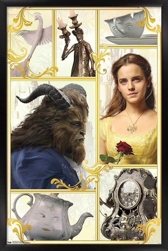 Trends International Disney Beauty And The Beast - Group Wall Poster, 14.725" x 22.375", Black Framed Version