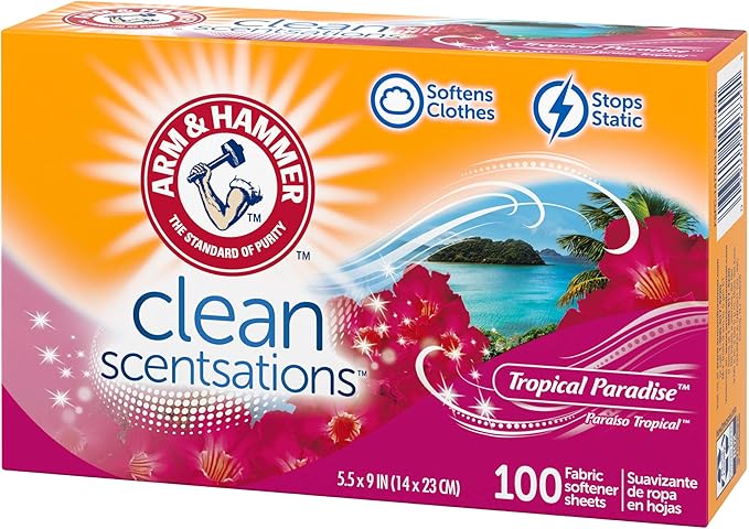 ARM & HAMMER Fabric Softener Sheets, Tropical Paradise (Pack of 600)