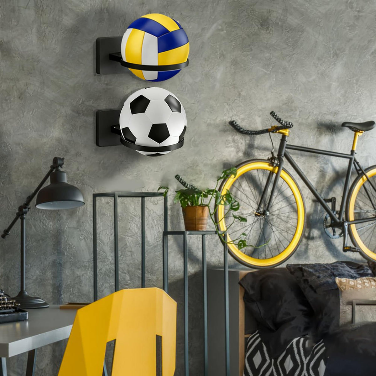 Lintriguingly Basketball Holder Wall Mount — Ball Holder Wall Mount,Ball Storage Display Rack for Autograph Basketballs, Soccer/Volleyball Holder，Sports Accessories Organizer (Black, 2-Pack)