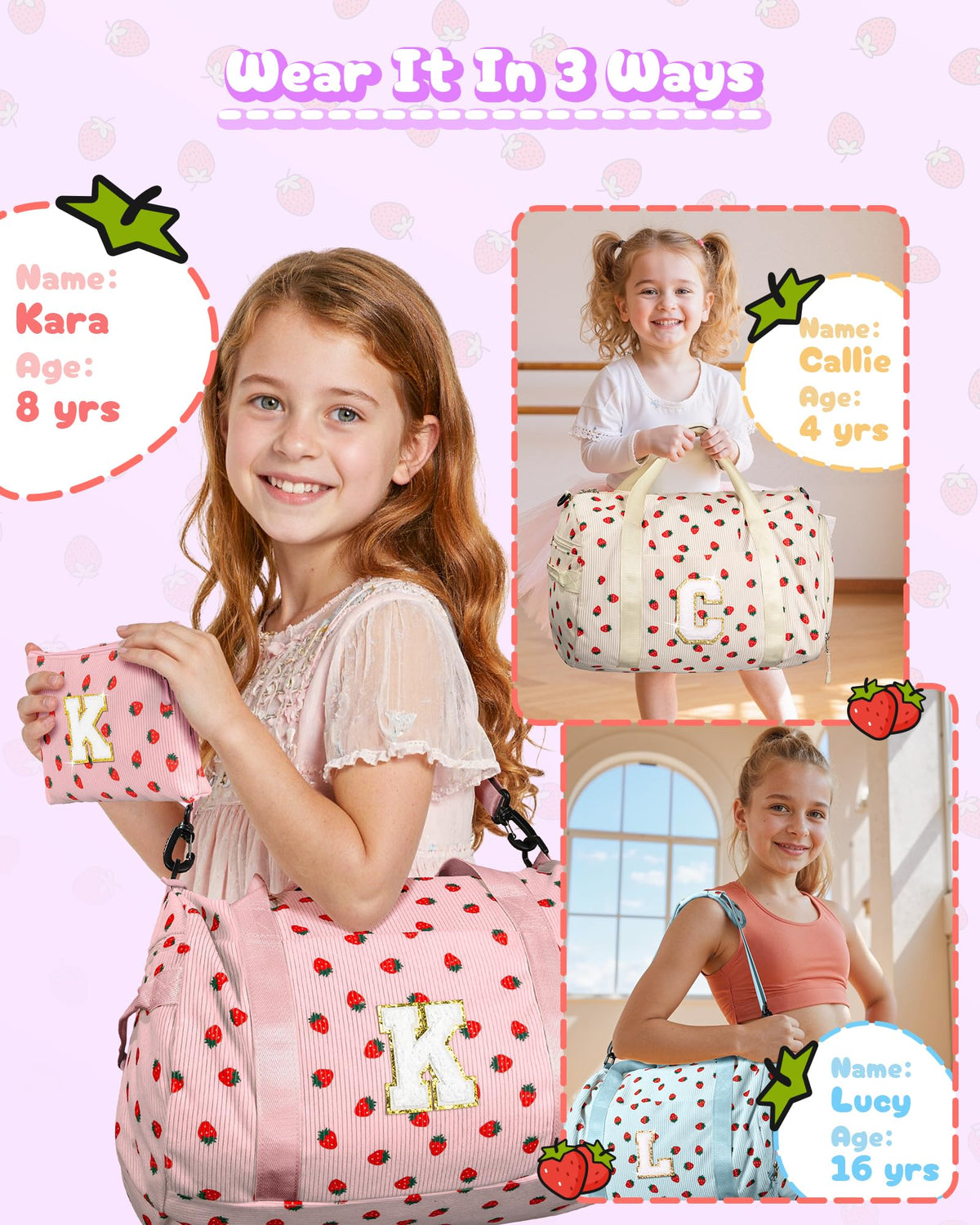 Vogewood Dance Recital Gift for Girl, Girls Gym Bag, Personalized Dance Bag