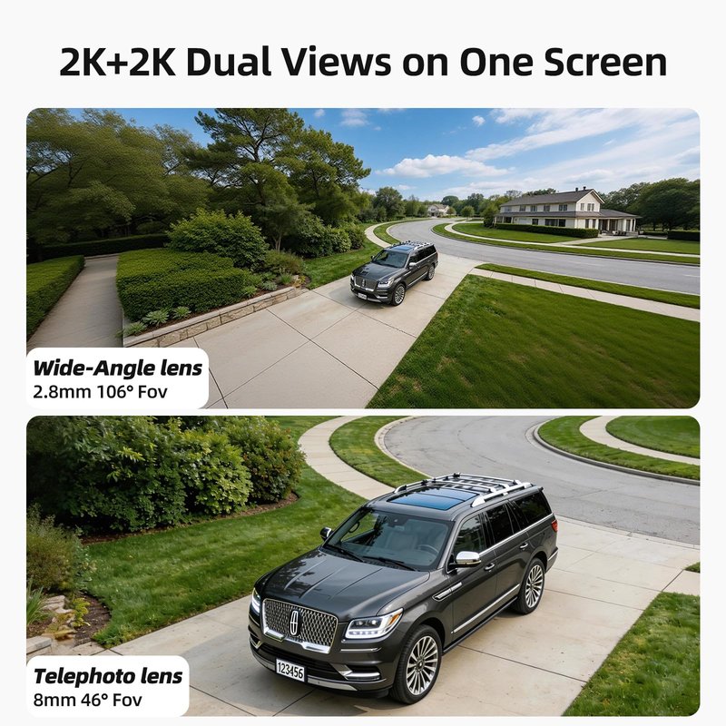 SV3C Security Cameras Wireless Outdoor, No Subscription Fee, 360° PTZ WiFi Camera with 2K Dual Lens, Solar Powered Auto Tracking, Full Color Night Vision, 2 Way Audio, 4-Cam Kit with Hub, Easy Setup