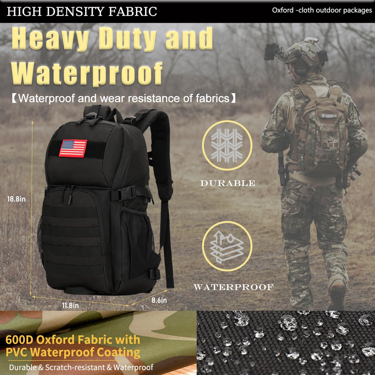 outdoor plus Camo Backpack, Military Boys, 30L