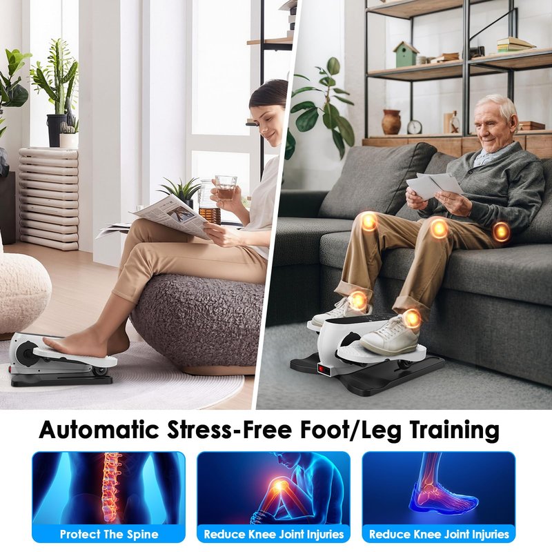 Under Desk Elliptical Machine for Senior, Quiet Motorized Leg Exerciser with Smart Remote, Pedal Exerciser with 12 Adjustable Speeds for Auto/Manual Modes, LCD Monitor, Easy to Use for Home Office