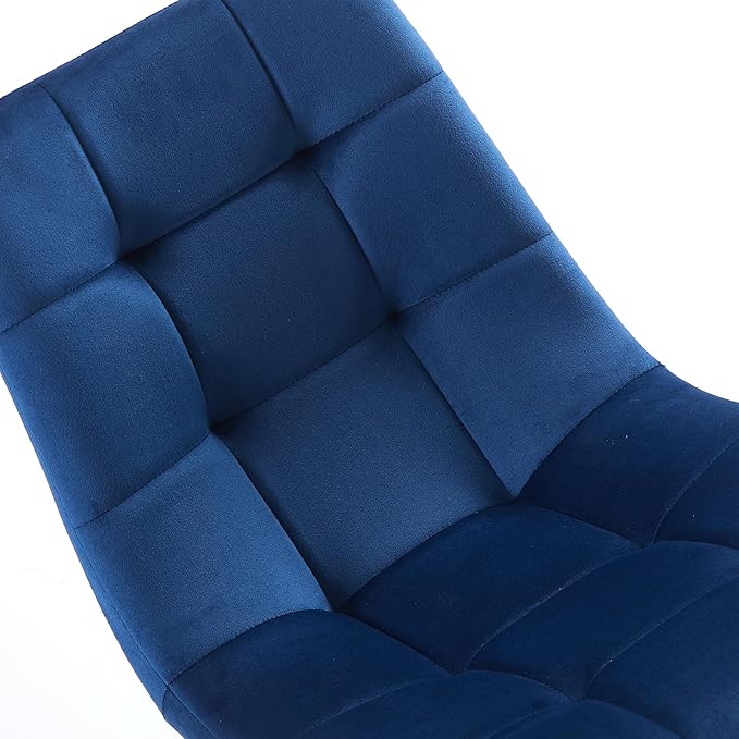 NORDICANA Navy Blue Velvet Dinner Chairs Set of 4, Modern Armless Biscuit Tufted Dining Side Chairs with Metal Legs for Kitchen Living Room Vanity