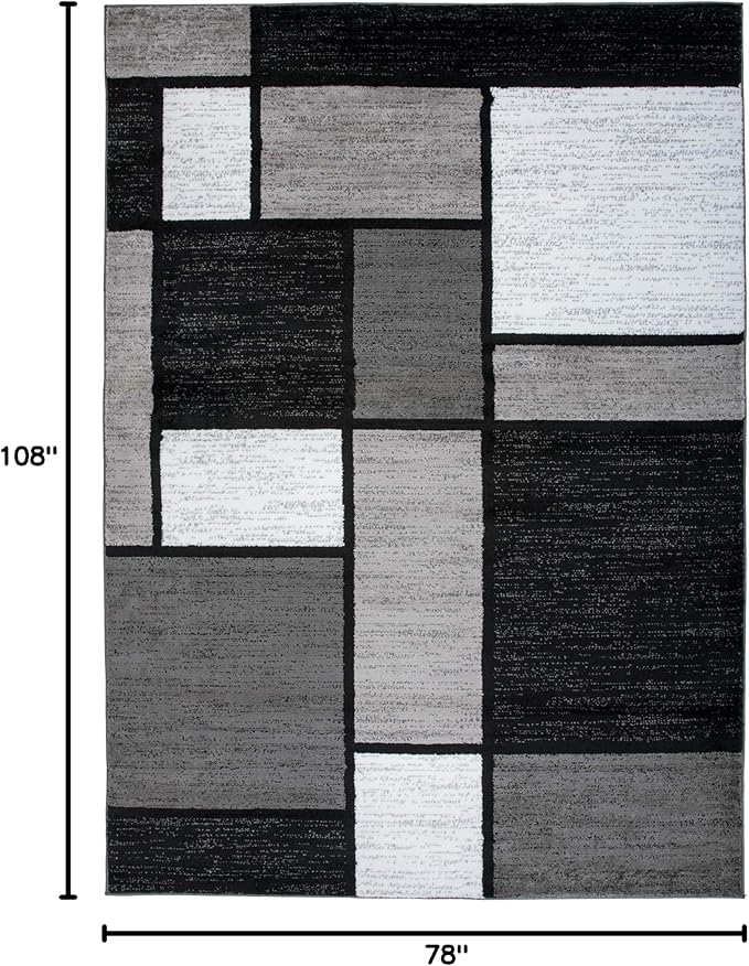 Rugshop Modern Geometric Gray Area Rug, Non-Shedding Carpet for Living Room, Bedroom, or Study, 6'6" x 9'