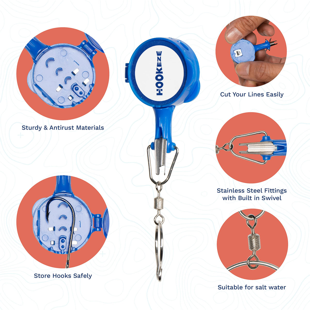 HOOK-EZE New All in One Nail Knot Tying Tool | Pack of 2 | Protect from Fish Hooks | Tie Fishing Knots Easily | Cool Gadgets | Ice & Fly Fishing Gifts & Accessories for Beginner Anglers - Turquoise