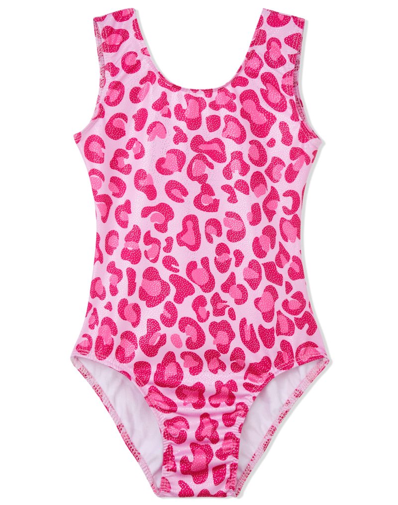 Domusgo Gymnastics Leotards for Girls 7-8 Years Old Hotpink Leopard Sparkly One Piece Tumbling Outfits