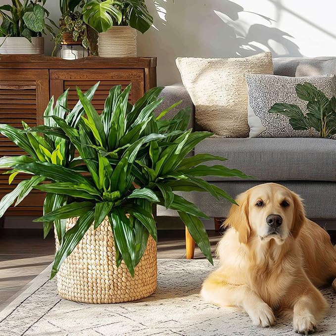 4 Pcs Artificial Greenery Stems Dracaena Faux Branches Artificial Plants Realistic Fake Dracaena Greenery Realistic Plants for Indoor Outdoor Porch Patio Home Office Living Room Decor (Green)