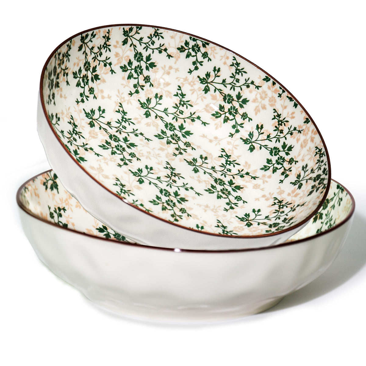 Ronanemon Large Serving Bowls, 75 Oz Fruit Salad Bowls, Bohemian Style Large Porcelain Dishes for Entertaining Parties,Big Bowls for Eating Soup, Salad, Pasta, Fruit, Chips, 10.3 Inch Diameter (red)