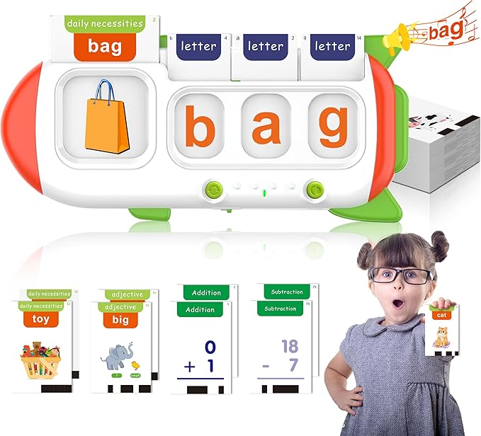 Cool Math Games & Talking Flash Cards for Toddlers 5-7 Years Old,Speech Therapy with 102 Sight Words and 56 Math Flash Cards,Sensory Toys for Kids with Autism,Ideal Gifts for Boys & Girls
