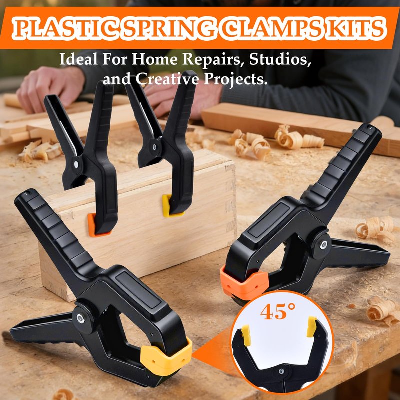 SZTCECDM 18 Pack Heavy Duty Spring Clamps, 3.5inch Multipurpose Woodworking Clamps, Balloon Arch & Tarp Clips for Backdrop Hanging, Secure Hold, Plastic Clips(Yellow)