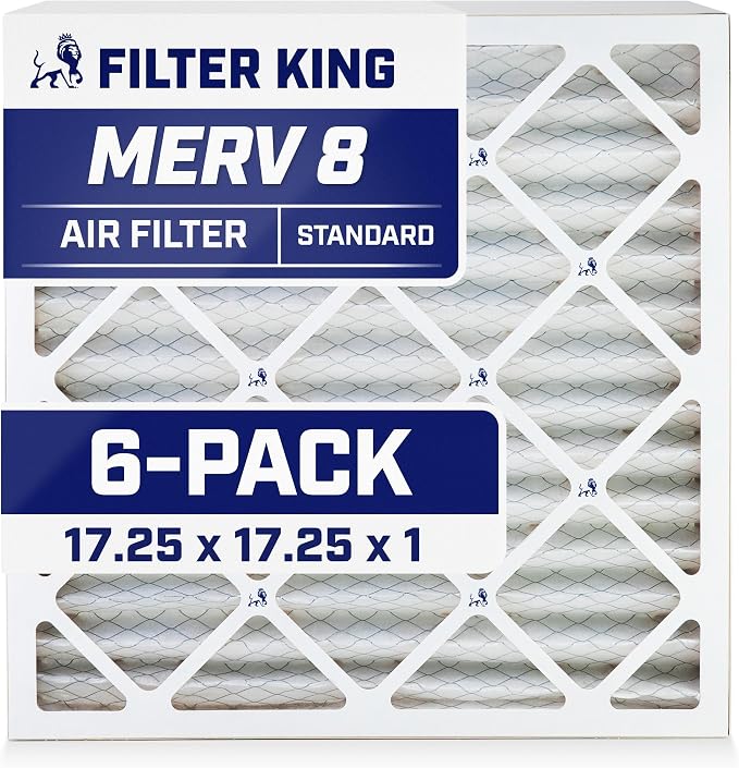 Filter King 17.25x17.25x1 Air Filter | 6-PACK | MERV 8 HVAC Pleated A/C Furnace
