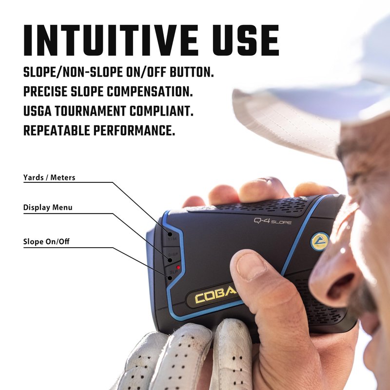 Cobalt Q-4 Slope Golf Rangefinder – Tournament Legal, Precision Laser Technology, 6X Magnification, 1,300-yd Range, HD/ED Optics, Pin & Vibration Lock, Waterproof, Durable, with Premium Case