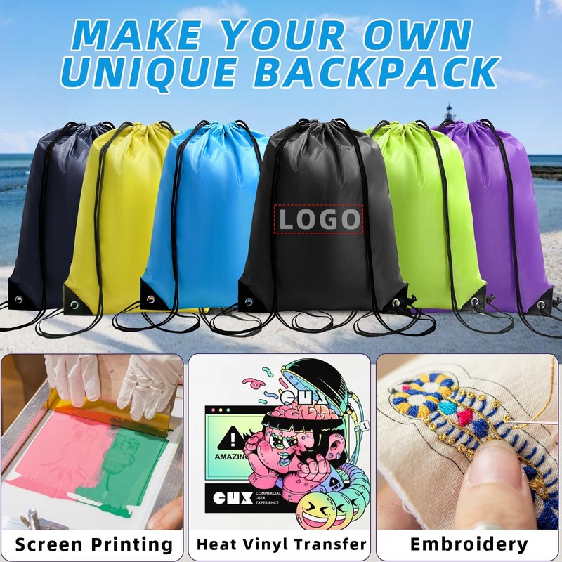 WSBArt Drawstring Backpack 6 Pcs Drawstring String Bags Draws Tring Backpack Waterproof Sports 6 Colors for Men Women