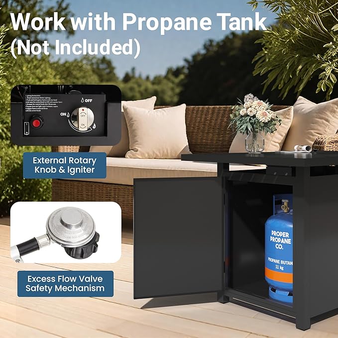 Wisteria Lane 43" Propane Fire Pit Table, 50,000 BTU Gas Fire Pit for Outside, Outdoor Fire Pit with CSA Certification for Patio Balcony Garden Deck Backyard
