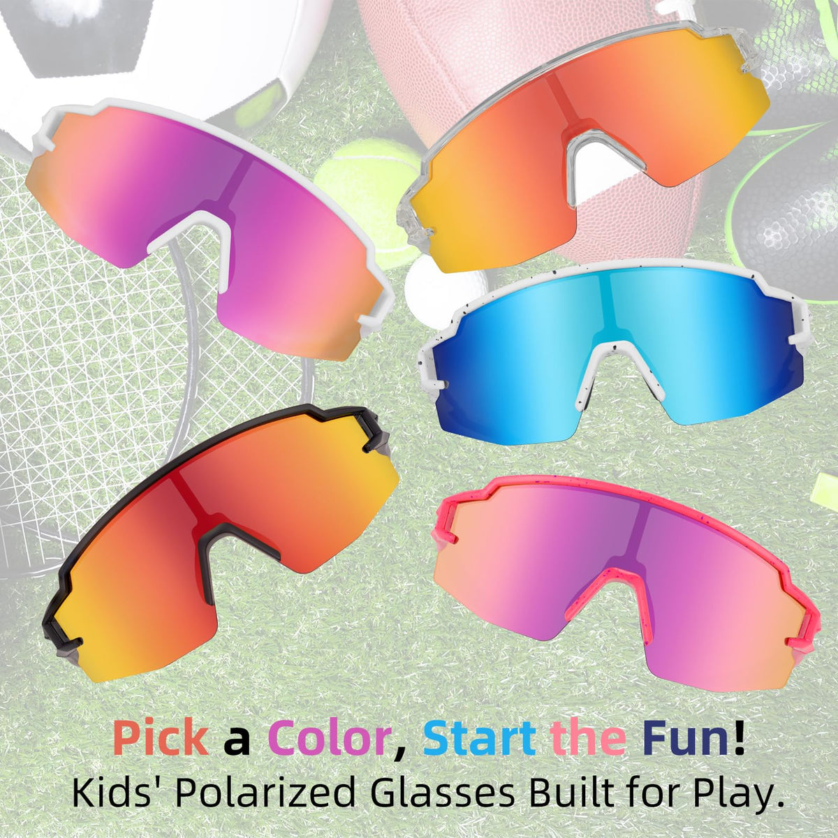 ROCKBROS Polarized Kids Cycling Glasses Youth Kids Baseball Sunglasses UV400 Protection Goggles Girls Boys.