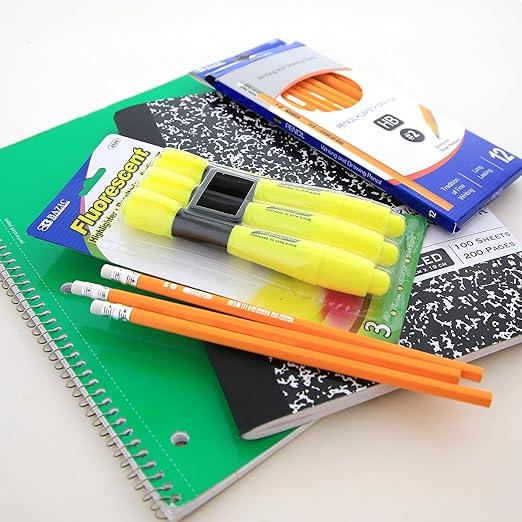 BAZIC PRODUCTS Elementary School Supply Kit, 86-count Student Set for Elementary Students Grades 3-6, Complete School Supplies With Fully Organized Supply Box, 1-pack