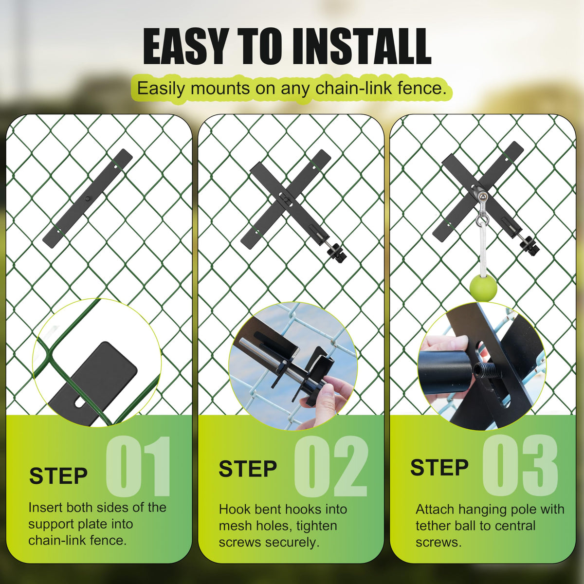 Hikeen Portable Baseball Swing Trainer with Auto Reset Tethered Ball - Baseball/Softball Hitting Trainer for Solo Batting Practice, Easy Fence Mount Setup for All Ages