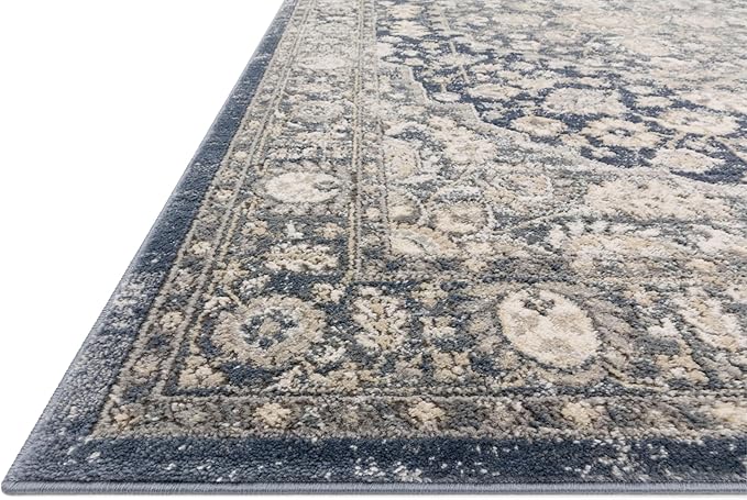 Loloi Teagan Collection TEA-01 Denim/Mist 2'-8" x 10'-6" Runner Rug, Large, Soft Neutral Rug, High-Traffic for Living Room, Bedroom, Home Office, Dining Area
