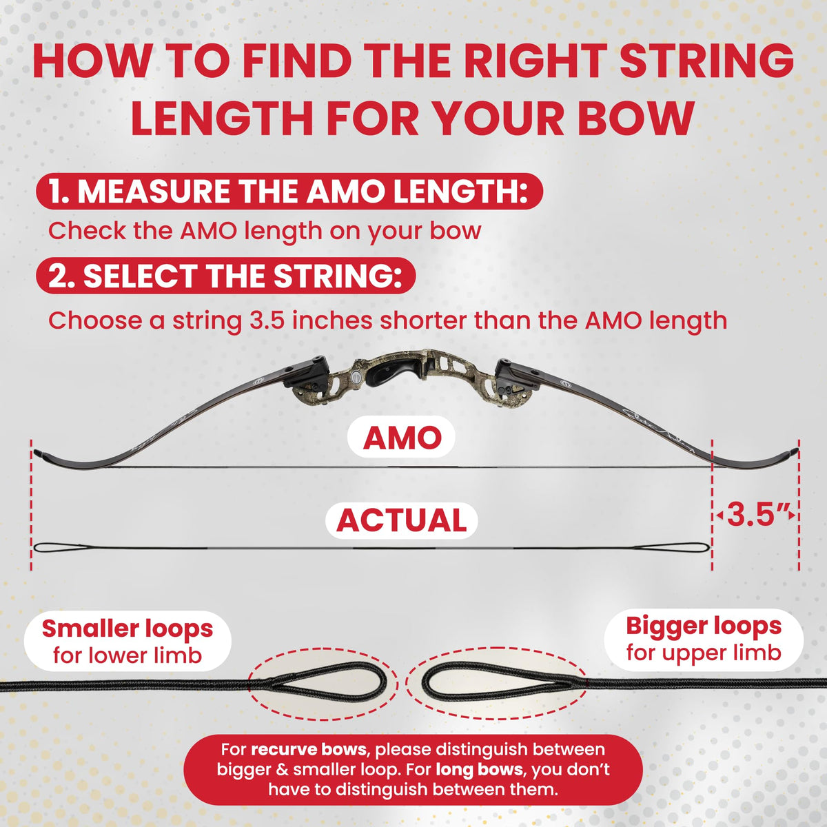 Legend Recurve Bow String - Dacron Bow String Replacement - Traditional Bowstrings - Recurve Bow Archery Accessories - Archery Equipment for Recurve Bows - Bowstring AMO 60 inch - 14 Strands