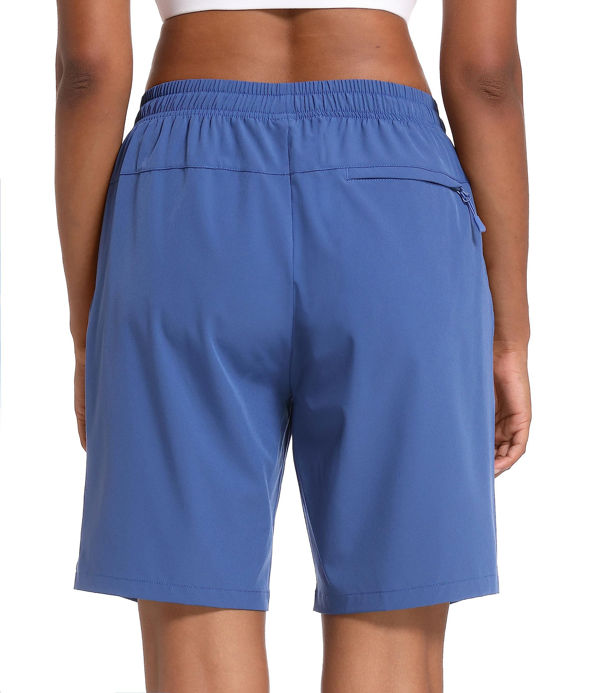 MAGCOMSEN Golf Shorts Women 8 Inch Inseam Hiking Shorts Lightweight Quick Dry Summer Athletic Blue Grey M