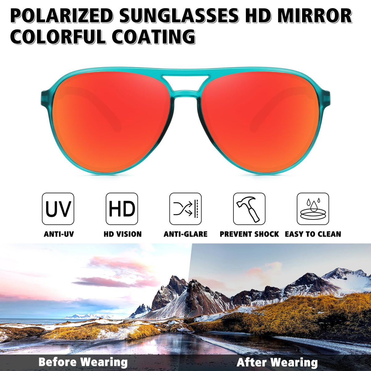 STORYCOAST Polarized Aviator Sunglasses for Men Women Classic Retro Aviators Sports Driving Running Sun Glasses