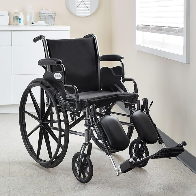 McKesson Wheelchair, Swing Away Foot Leg Rest, Desk Length Arms, 20 in Seat, 300 lbs Weight Capacity, 1 Count