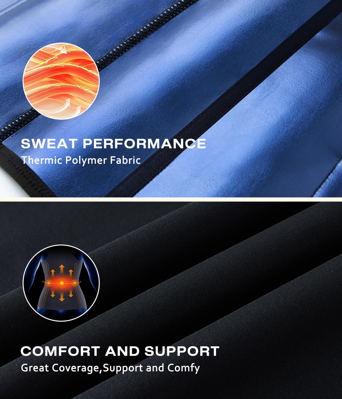 Junlan Waist Trainer for Women Sauna Suit Sweat Vest for Working Out Blue