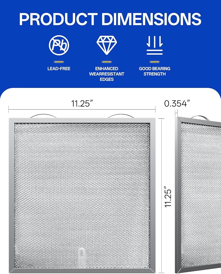 WA6500 QT20000 BPQTF B-roan Stove Hood Vent Filter 11.25"x11.25"x0.38" Aluminum