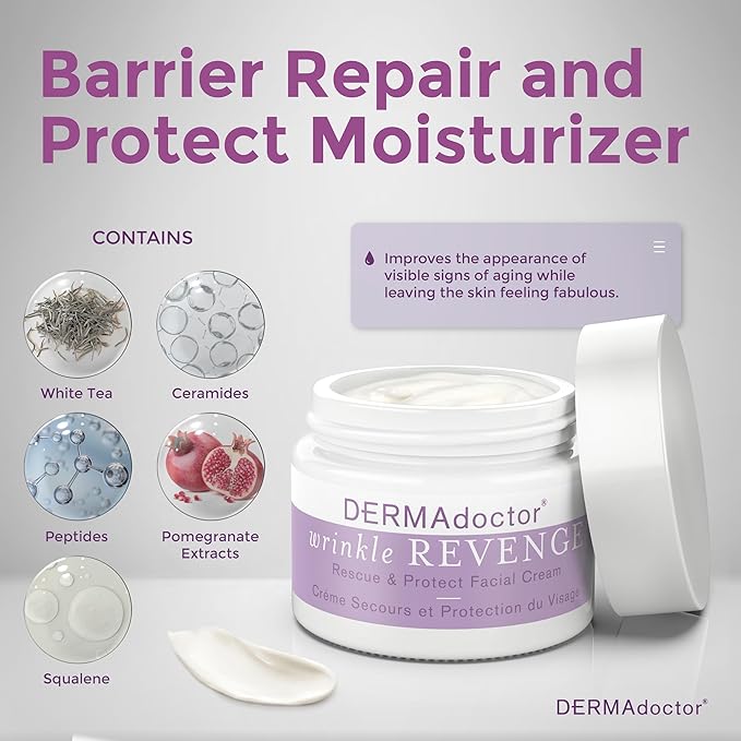 DERMAdoctor Anti-Aging Face Cream | Dermatologist Formulated Moisturizer with Squalane, Peptides & Antioxidants | Day & Night Use - 1.7 oz