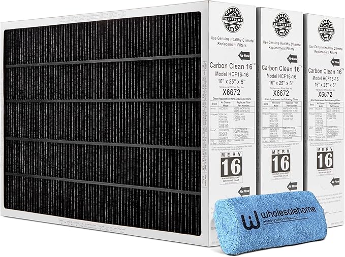 Lennox X6672 16x25x5 Furnace Filter, Lennox Healthy Climate Carbon Clean Merv