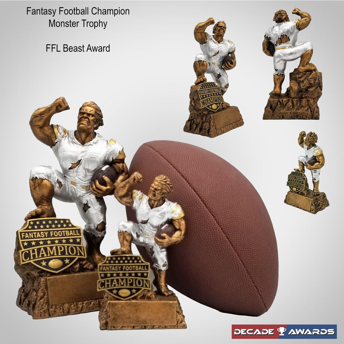 Decade Awards Personalized Monster Fantasy Football Champion Trophy - Engraved FFL Champion Monster Award - FFL League Goat Prize - Customize Now (6.5 Inch)