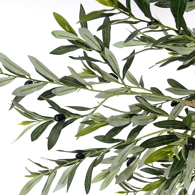 Olive Tree Artificial Plant 6FT,Artificial Olive Tree Mediterranean Silk Screened Broad-leaved Olive Tree with Realistic Fruit, Lifelike Plant Nordic Style Home Aesthetic Hotel Decor