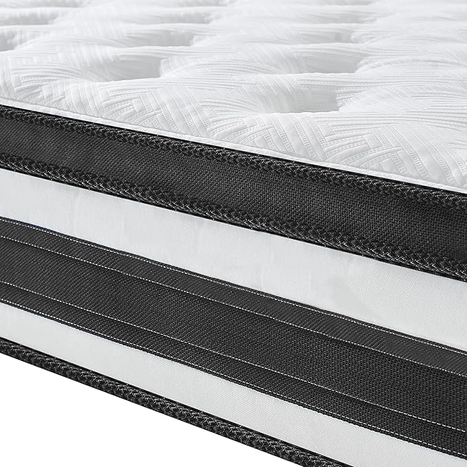 12 Inch Memory Foam Mattress,Queen Size Plush Hybrid Mattress,Cooling Knitted Cover & Pocket Spring,Breathable & Motion Isolating,Pressure Relief, Certified Foams Fabric,Bed in a Box,Tranquilo Core