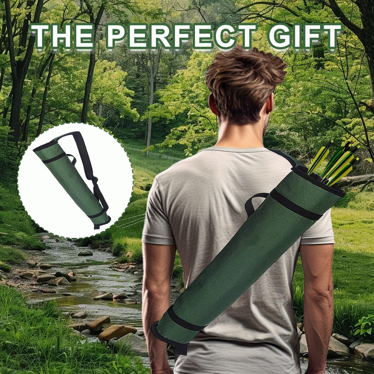 KURUGEILI Archery Quiver Back and Hip Quivers Adjustable Arrow Backpack Bag Holder Side Hip Arrows Bag for Compound Recurve Bow Practice Target Hunting Green