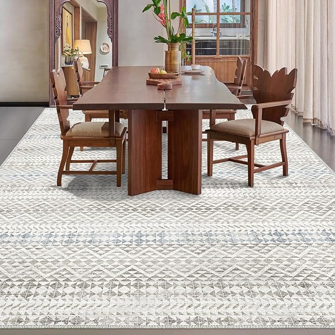 5'x7' Machine Washable Abstract Design Area Rug Machine Washable Area Rugs 5X7, Non Slip, Stain Resistant, Home Decor Living Room Area Rugs 5x7 (Grey Blue Cream 5x7)…